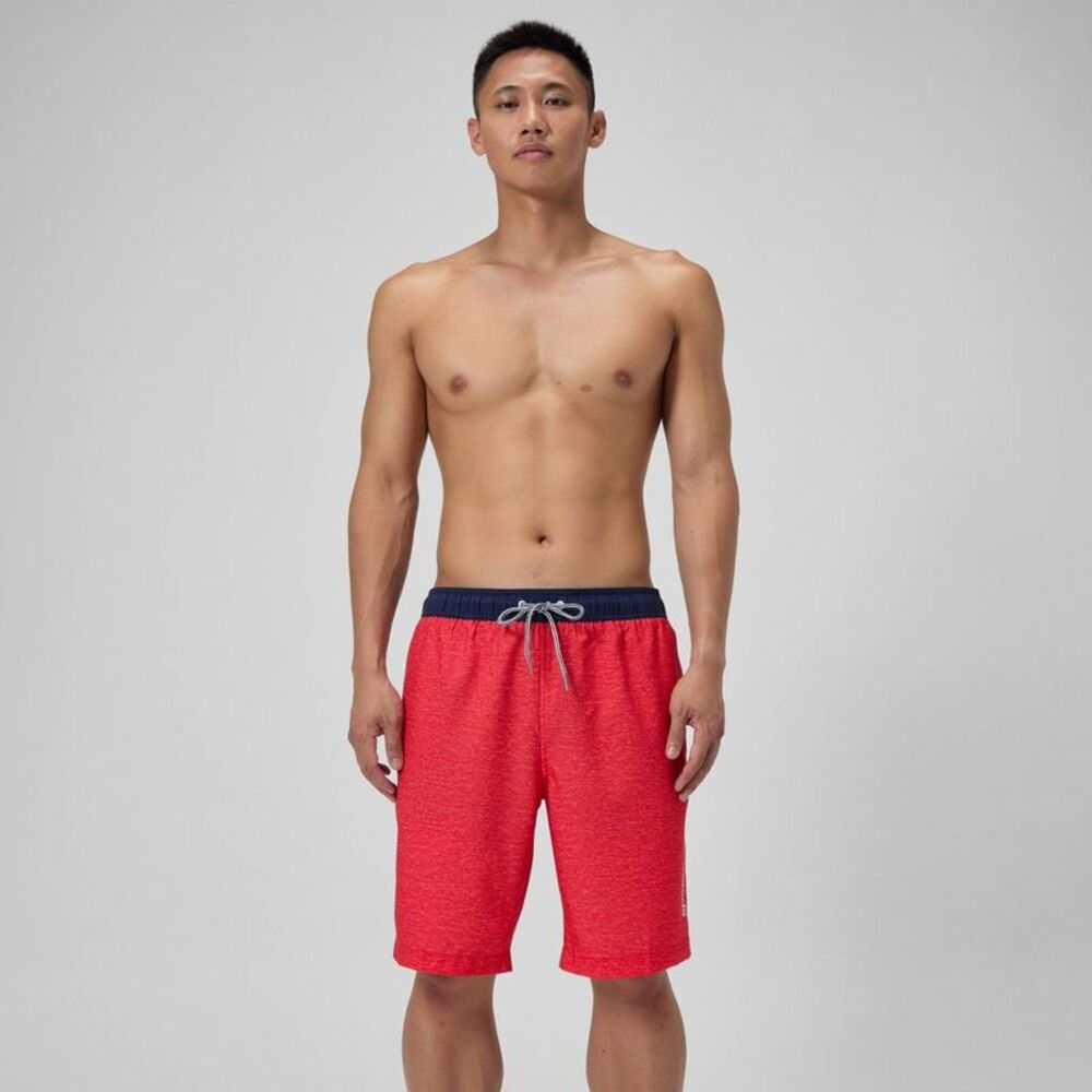 Men's 9" Speedo Swim Shorts - Heathered Red S: Mesh Liner UPF 50+